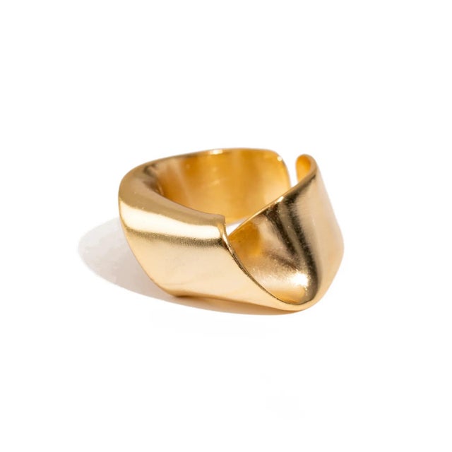 Infinity Fold Gold Unique Adjustable Ring, Size 8 For Sale - Image 11 of 11