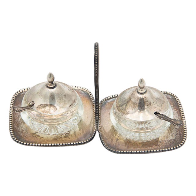 Silver Salt and Pepper Shakers on Square Bases, Set of 2 For Sale