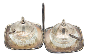 Silver Salt and Pepper Shakers on Square Bases, Set of 2