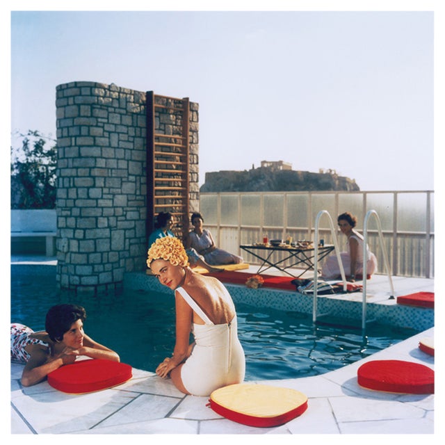 Slim Aarons, Penthouse Pool, Estate Stamped Photographic Print For Sale