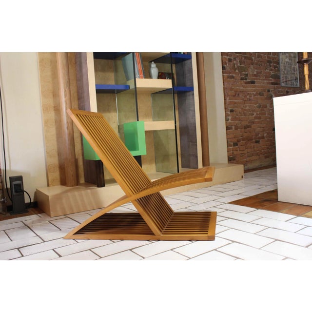 Wood Triclinia Lounge Chair by Masao Noguchi for Meccani Arredamenti, 1988 For Sale - Image 7 of 9