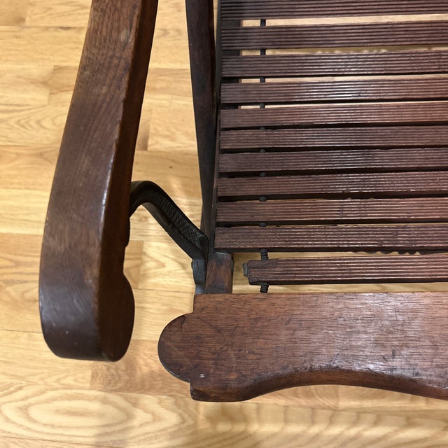 Late 19th Century Victorian Slat Wood Rocking Chair For Sale - Image 12 of 12
