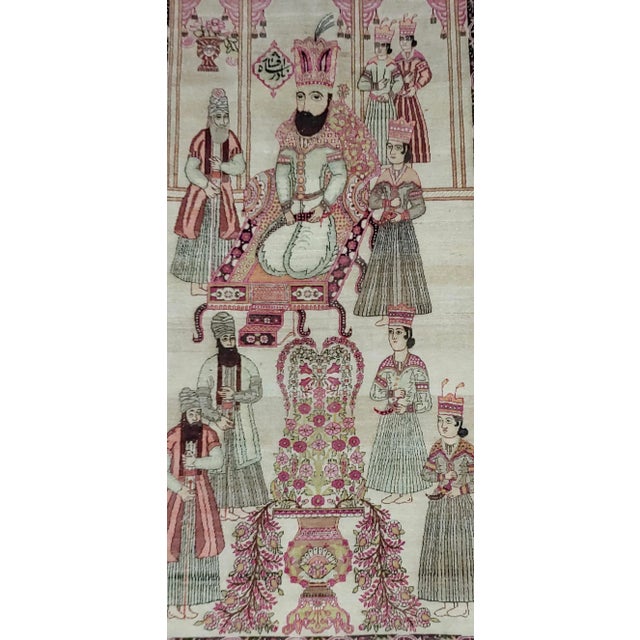 Exquisite Antique Persian Silk Kerman "Nader Shah" Pictorial Rug The Quintessence of Textile Art Presenting a rare and...