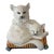 Monumental Italian Majolica Terracotta Mother Cat & Sleeping Kitten Sculpture on Striped Cushion, 22 Inches Wide For Sale