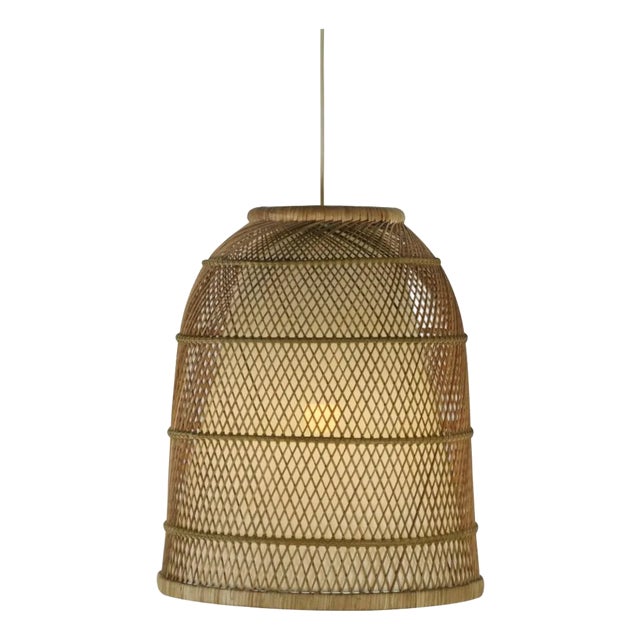 Woven Rattan Pendant Light, Tall, Bella by Oggetti For Sale