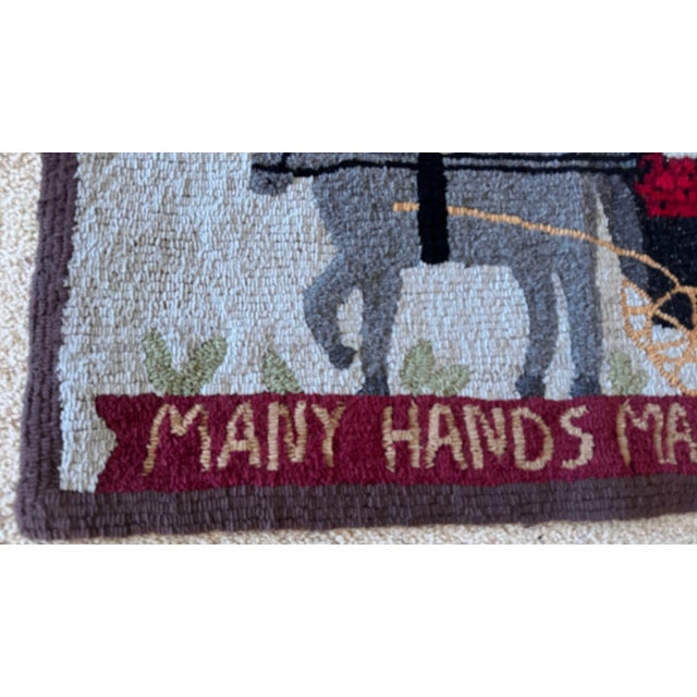 Antique Textile Pictorial Horse Cart Folk Art, Handmade, Rare C1910 Americana For Sale In San Diego - Image 6 of 18