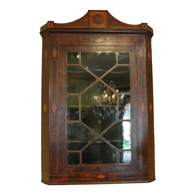 18th Century English Mahogany Hanging Corner Cabinet Chairish