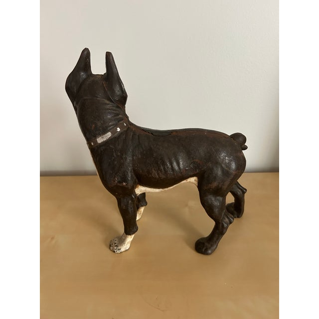 Metal Antique Cast Iron Boston Terrier Painted Doorstop For Sale - Image 7 of 8