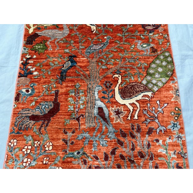 2000 - 2009 Pictorial Peacock Tree of Life Natural Dye Wool Rug, 2'9" X 4'2" For Sale - Image 5 of 17
