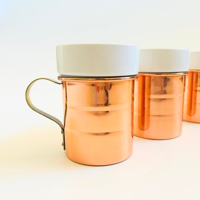 Vintage Copper and Ceramic Mugs - Set of 4 - Made in Korea For Sale - Image 4 of 15