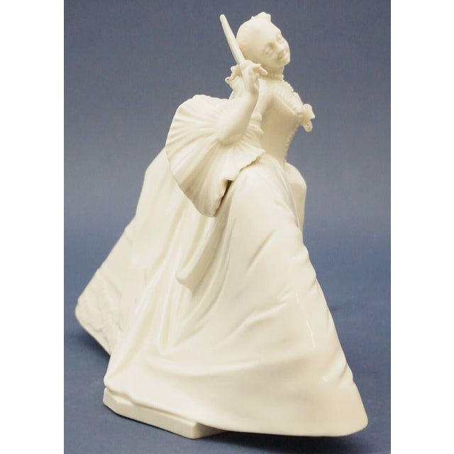 White 19th Century Porcelain Figurine Sculpture Lady with Fan by Nymphenburg Model by Antonio Bustelli, Germany, 1800s For Sale - Image 8 of 18