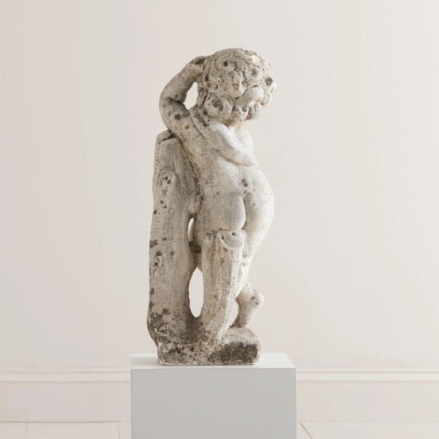 Early 20th Century Early 20th Century Italian Concrete Garden Cherub Statue For Sale - Image 5 of 9