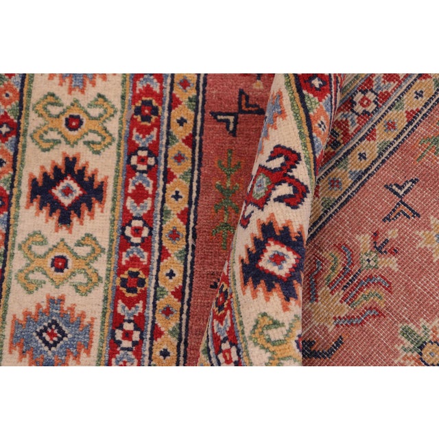 Textile Bohemian Kazak Pink/Beige Wool Rug - 3'4''x4'10'' For Sale - Image 7 of 10
