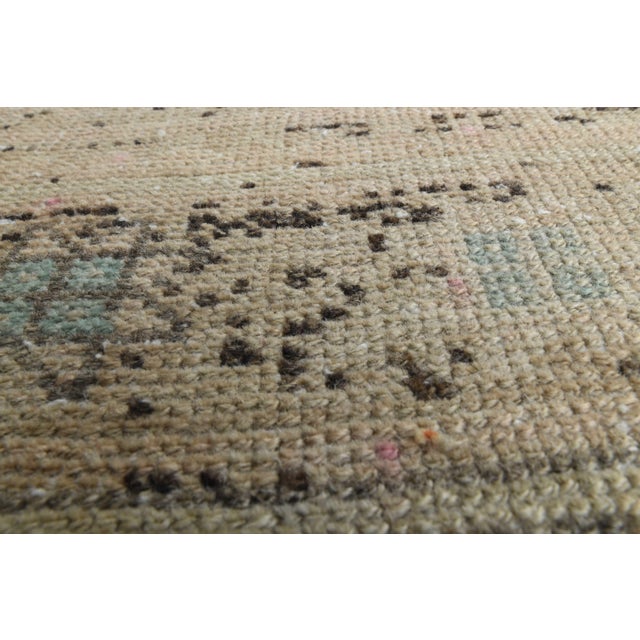 1970s Vintage Handmade Wool Cotton Turkish Beige Runner Rug For Sale - Image 9 of 11