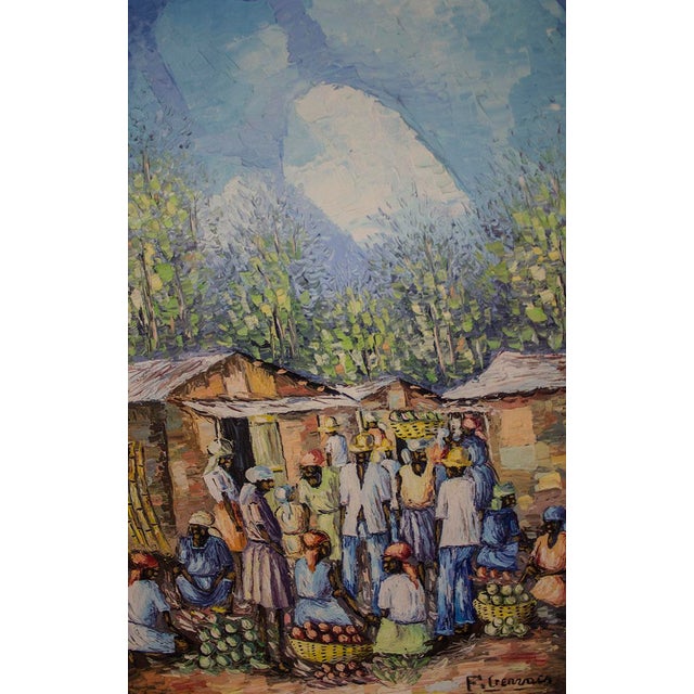 Jamaican Market Impasto Oil Painting Signed Chairish