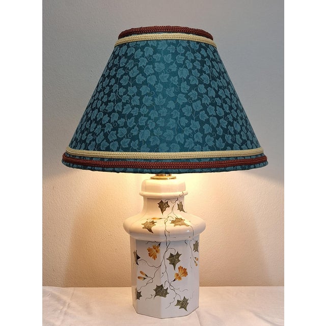 Beige Vintage Italian Table Lamp with White Ceramic Base from Lamplove, 1970s For Sale - Image 8 of 8