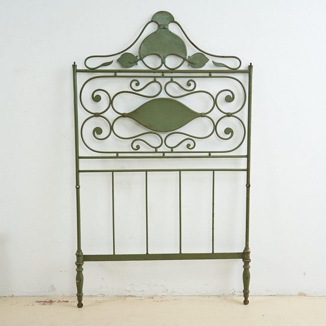 Green Antique Wrought Iron Bed For Sale - Image 8 of 8