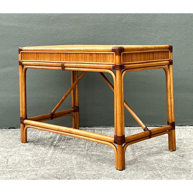 Vintage Pencil Reed Writing Desk For Sale - Image 4 of 12