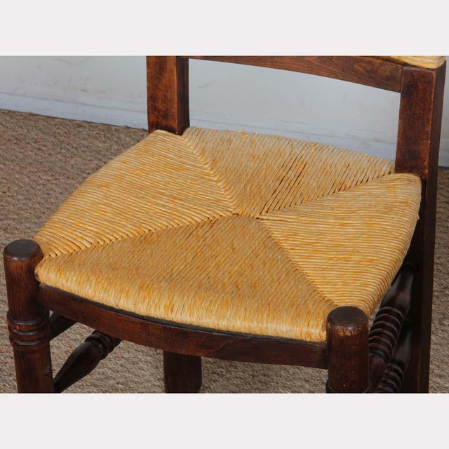 1940s French Straw-Seated Wooden Chairs, 1940s, Set of 4 For Sale - Image 5 of 11