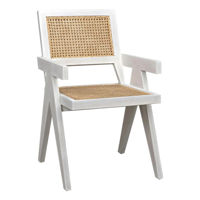 NOIR Jude Chair with Caning, White Wash For Sale
