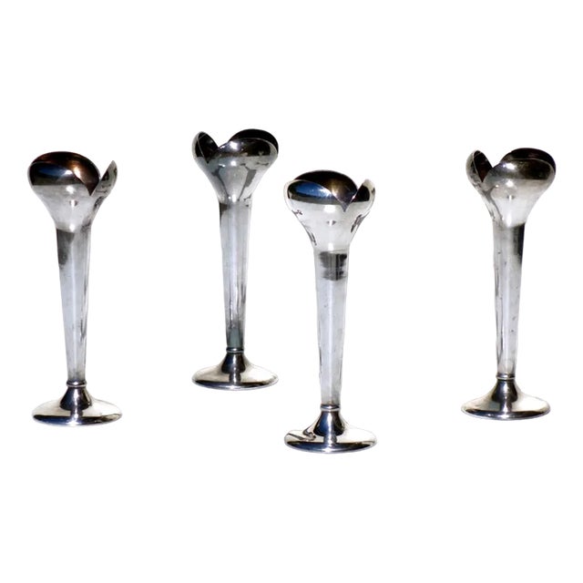 Alpacca Silver Monofiore Vases by Gio Ponti, Calderoni, 1930s, Set of 4 For Sale
