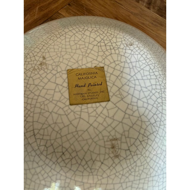 Majolica Bowl Hartman Studios of Los Angeles, California 14.75” Round x 4” High This hand-painted large serving bowl was...