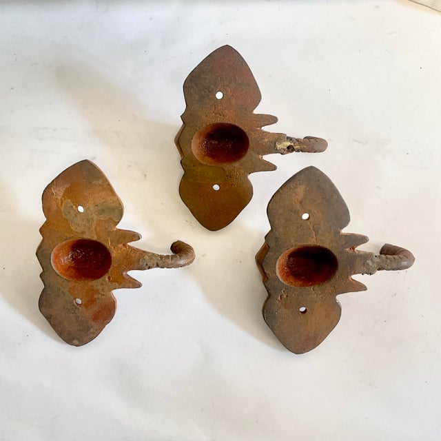 Metal Vintage Safari Boho Chic Cast Iron Elephant Wall Hooks - Set of 3 For Sale - Image 7 of 7