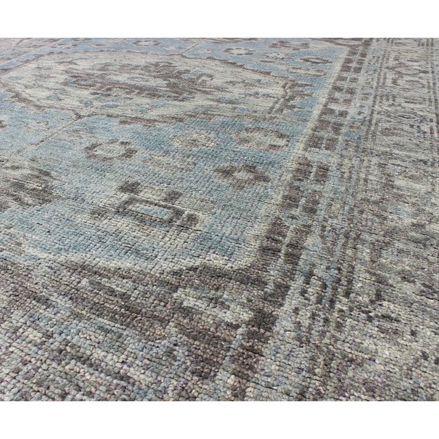 2010s Modern Oushak Rug by Keivan Woven Arts, Light Green & Blue, 6' X 9' For Sale - Image 5 of 7