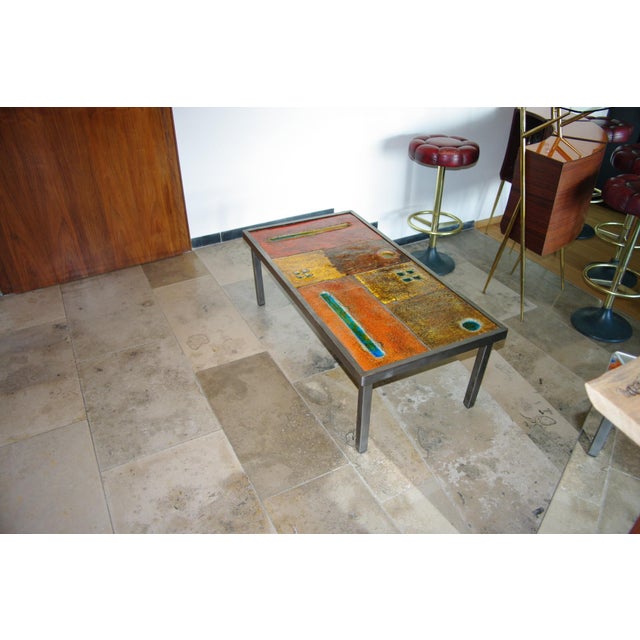1950s Coffee Table in Enameled Lava Stone attributed to the Cloutier Brothers, 1950 For Sale - Image 5 of 14