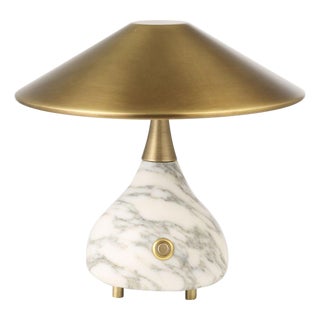 Mini Marble & Brass Table Lamp For Sale