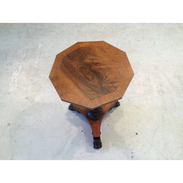 Brown Beautiful Antique Rosewood Three-Legged Claw Feet Side Table For Sale - Image 8 of 11