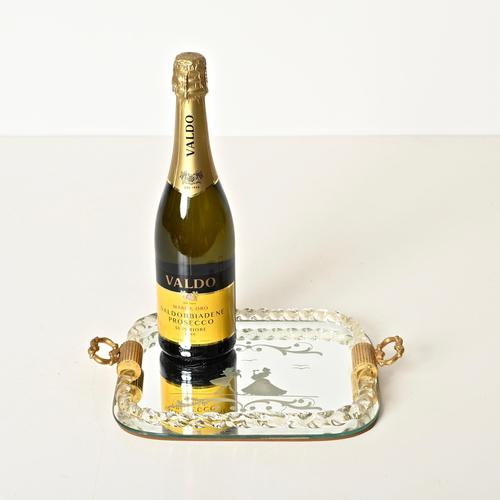 Small Gilt Mirror-Engraved Murano Glass Serving Tray from Barovier, Italy, 1940s For Sale - Image 3 of 10