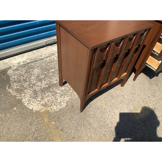 Brown Mid Century Walnut Nightstands - Pair For Sale - Image 8 of 9