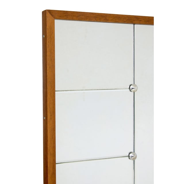 Large Mid-Century Modern Scandinavian Oak Framed Mirror, 1950 For Sale - Image 4 of 5