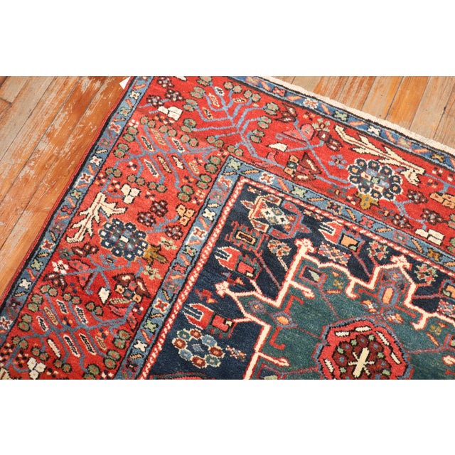 Antique Zabihi Collection Navy Heriz Accent Rugs - A Pair - 4'10" x 6'1" For Sale - Image 12 of 12