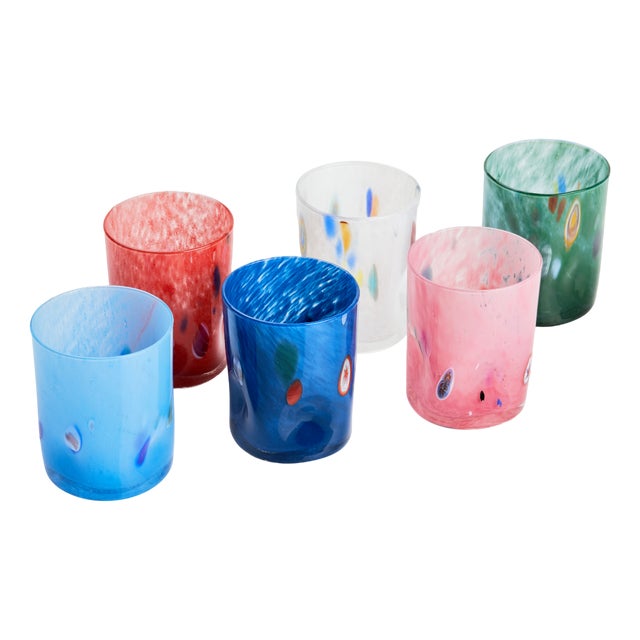 Vintage Italian Murano Glass Water Glasses by Mariana Iskra for Ribes, 2010, Set of 6 For Sale