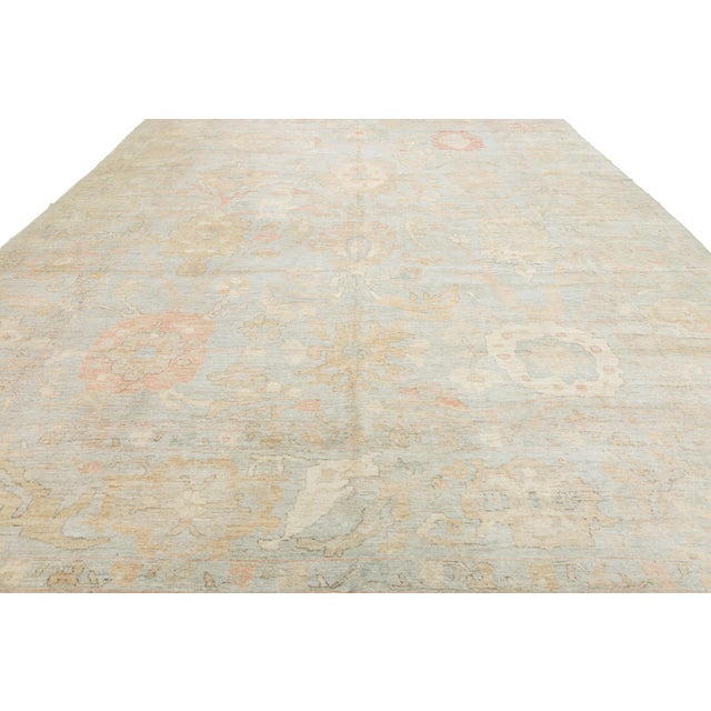 2020s 14x19 Contemporary Turkish-Style Oushak Hand-Knotted Wool Rug - Muted Neutral For Sale - Image 5 of 12