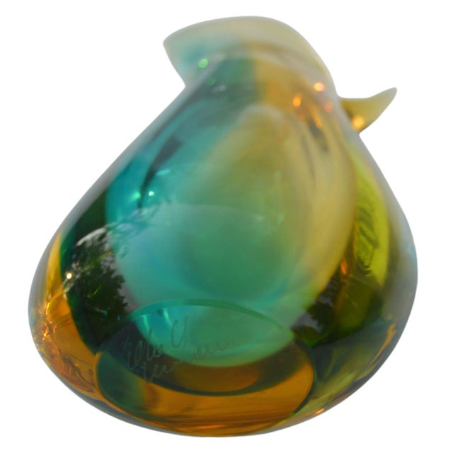 Vintage Mid 20th Century Hand Blown Colorful Glass Vase For Sale - Image 11 of 11