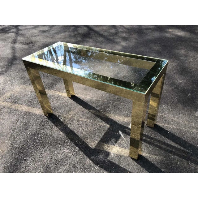 1980s Mid-Century Modern Brass and Glass Console For Sale - Image 5 of 12