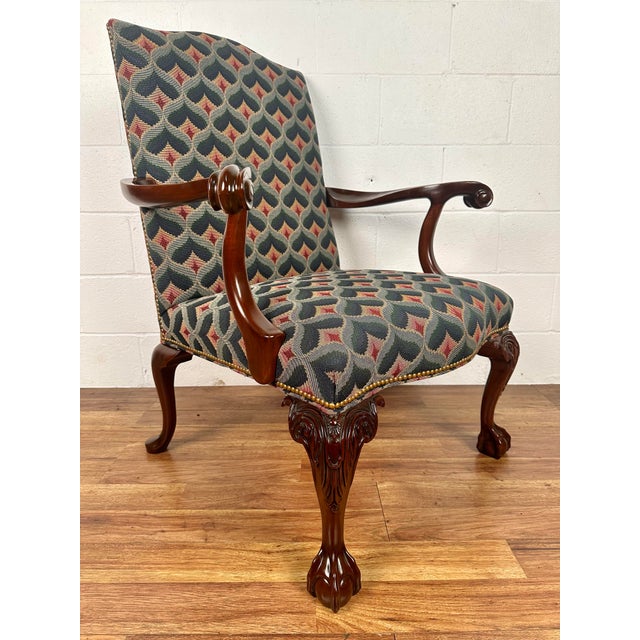 Brown Late 20th Century Southwood Ball & Claw Chippendale Mahogany Armchairs With Nailheads - Pair For Sale - Image 8 of 10