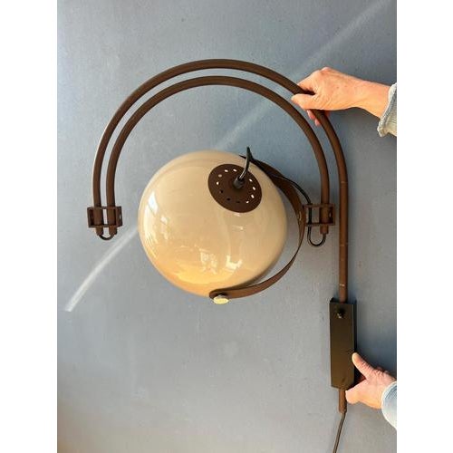 Glass Mid-Century Modern Space Age Double Arc Wall Lamp from Dijkstra For Sale - Image 7 of 13