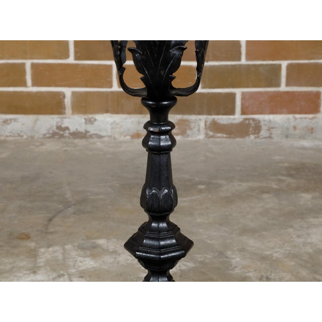 Pair of English Turn of the Century Iron Andirons with Foliage and Guilloches For Sale In Atlanta - Image 6 of 11