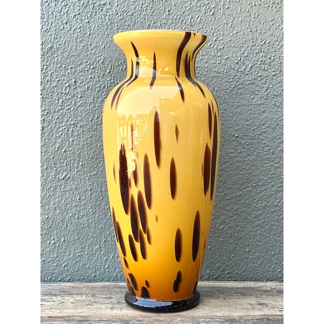 Amber Vintage Italian Tortoise Glass Vase For Sale - Image 8 of 12