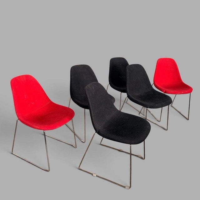 Textile Mid-Century Stackable Egg Dining Chairs, Set of 6 For Sale - Image 7 of 7