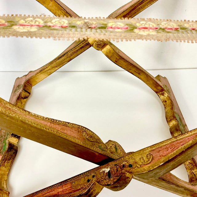 Antique Italian Hand Painted Florentine Luggage Rack. For Sale - Image 14 of 15