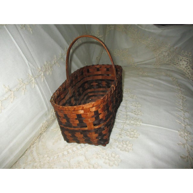 This is a Superb! Antique Native American Cherokee Miniature Dyed Rivercane Gathering Basket that has a Fabulous Patina...