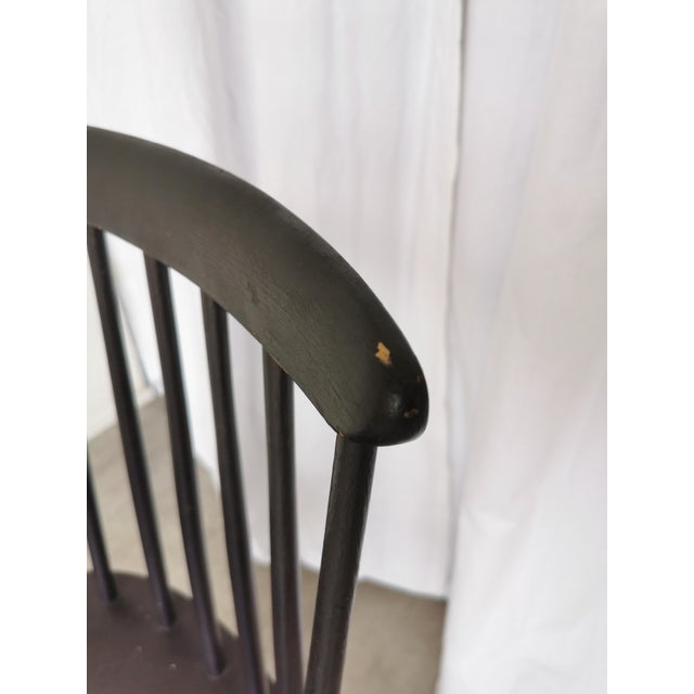 Vintage Scandinavian Black Beech Dining Chair in the style of Ilmari Tapiovaara, 1970s For Sale - Image 4 of 17