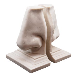 Vintage "Marble" Resin Nose Bookends - A Pair For Sale