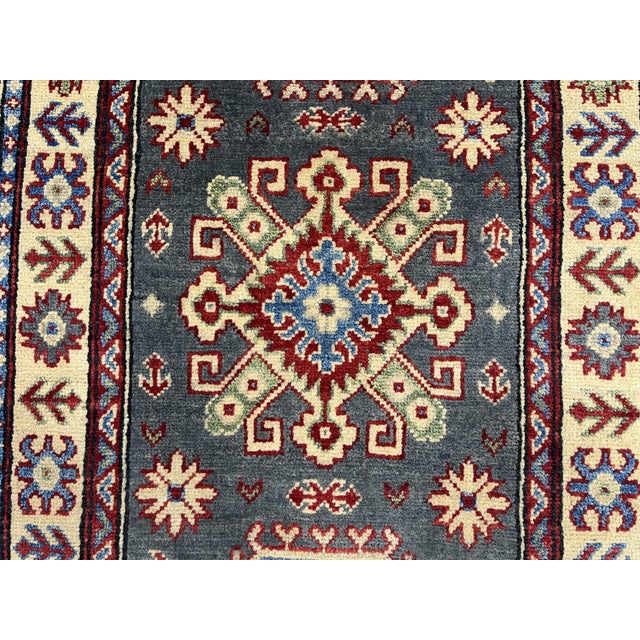 Charcoal Gray, Cream and Red Kazak Wool Runner Rug, 2'8" X 13' For Sale - Image 6 of 16