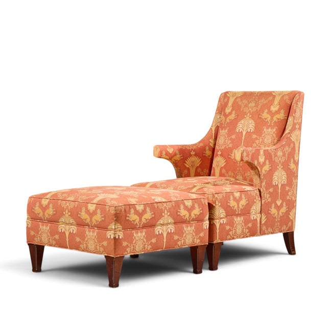 Contemporary Baker Furniture Wingback Lounge Chair With Ottoman For Sale - Image 3 of 10